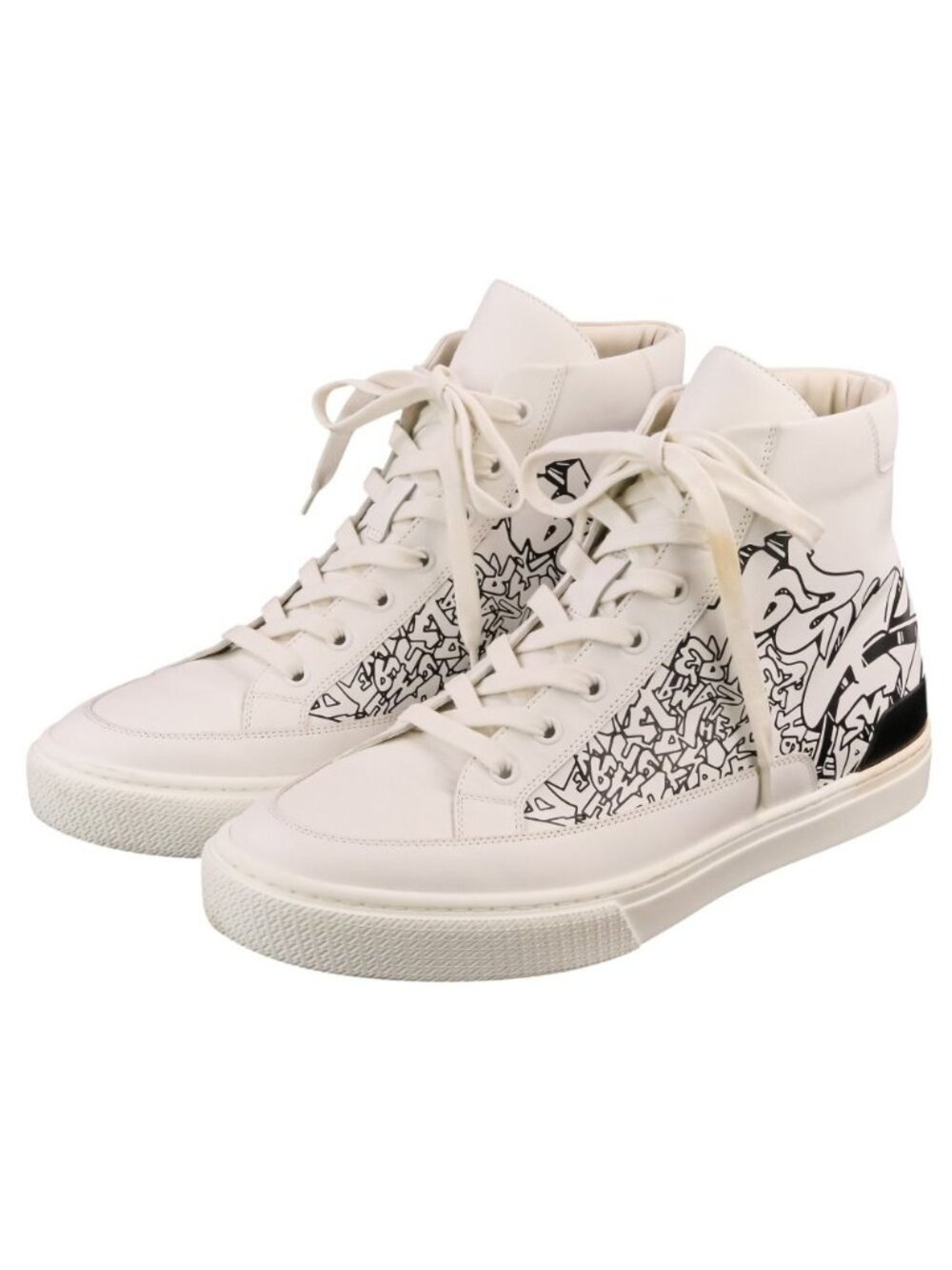 Hermes District Leather High-Top Sneakers White